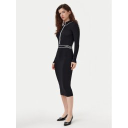 KARL LAGERFELD Плетена рокля A1W13027 Черен Slim Fit