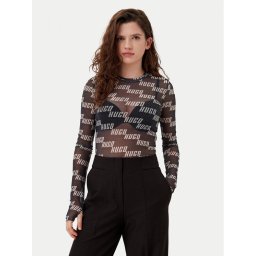 HUGO Тениска с дълъг ръкав 50534837 Черен Slim Fit