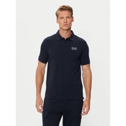 EA7 Emporio Armani Тениска с яка и копчета 8NPF14 PJVQZ 0562 Тъмносин Regular Fit