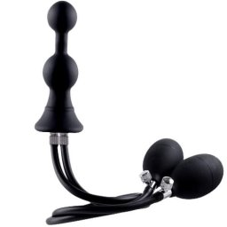 Анално дилдо с топчета и помпа "STRAFE BLACK" 19.5 см