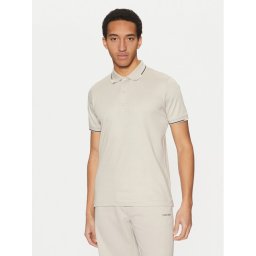 Calvin Klein Тениска с яка и копчета K10K114130 Бежов Regular Fit