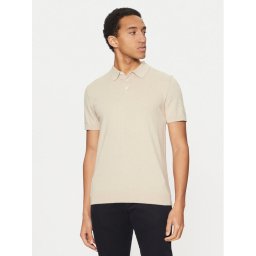 Selected Homme Тениска с яка и копчета 16092437 Бежов Regular Fit