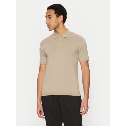 Calvin Klein Тениска с яка и копчета K10K114476 Бежов Regular Fit