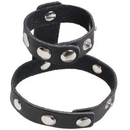 Двоен кожен пенис пристегач със закопчаване "MEN'S EXPERT"