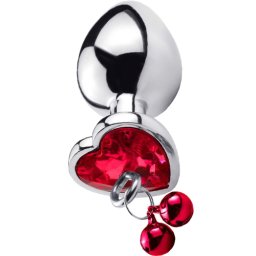 Метално дилдо Butt Plug с топчета "POSTER HEART RED" 7 см. Размер-S
