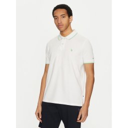 U.S. Polo Assn. Тениска с яка и копчета MUP3508 Бял Regular Fit