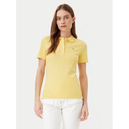Tommy Hilfiger Тениска с яка и копчета 1985 WW0WW43225 Жълт Slim Fit