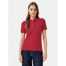 Tommy Hilfiger Тениска с яка и копчета 1985 WW0WW43225 Червен Slim Fit