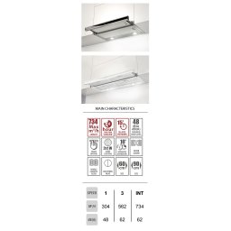 Eurolux OPTIGLASS PRM A60 Wh Телескопичен аспиратор за вграждане