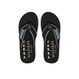 Tommy Hilfiger Джапанки Patch Hilfiger Beach Sandal FM0FM05435 Черен
