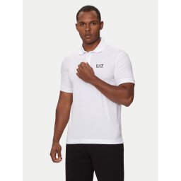 EA7 Emporio Armani Тениска с яка и копчета 8NPF14 PJVQZ 1100 Бял Regular Fit