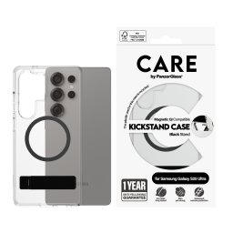 Гръб Care by PanzerGlass за Samsung Galaxy S25 Ultra, Feature Case, Kickstand, QI Compatible, Черен