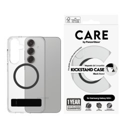 Гръб Care by PanzerGlass за Samsung Galaxy S25 Plus, Feature Case, Kickstand, QI Compatible, Черен