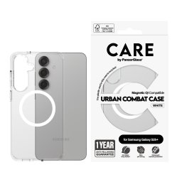 Гръб Care by PanzerGlass за Samsung Galaxy S25 Plus, Flagship Case, Прозрачен, Urban Combat, QI Compatible, Бял