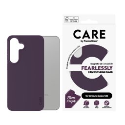 Гръб Care by PanzerGlass за Samsung Galaxy S25, Fashionable Case, Plum Purple, QI Compatible, Лилав