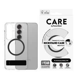 Гръб Care by PanzerGlass за Samsung Galaxy S25, Feature Case, Kickstand, QI Compatible, Черен