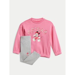 adidas Комплект суитшърт и клин Disney Mickey Mouse JF3627 Розов Slim Fit