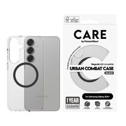 Гръб Care by PanzerGlass за Samsung Galaxy S25 Plus, Flagship Case, Прозрачен, Urban Combat, QI Compatible, Черен