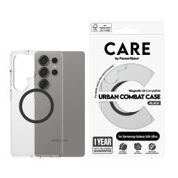 Гръб Care by PanzerGlass за Samsung Galaxy S25 Ultra, Flagship Case, Прозрачен, Urban Combat, QI Compatible, Черен