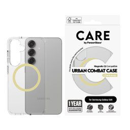 Гръб Care by PanzerGlass за Samsung Galaxy S25, Flagship Case, Прозрачен, Urban Combat, QI Compatible, Chardonnay