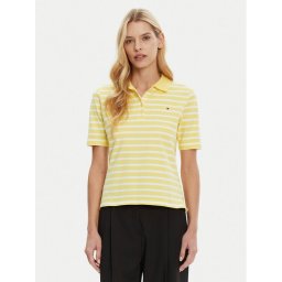 Tommy Hilfiger Тениска с яка и копчета 1985 WW0WW43224 Жълт Regular Fit