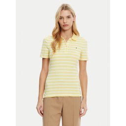 Tommy Hilfiger Тениска с яка и копчета 1985 WW0WW43225 Жълт Slim Fit