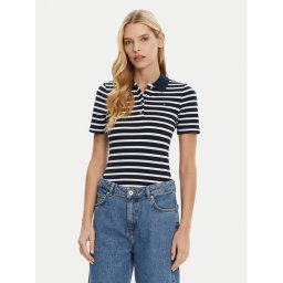 Tommy Hilfiger Тениска с яка и копчета 1985 WW0WW43225 Тъмносин Slim Fit