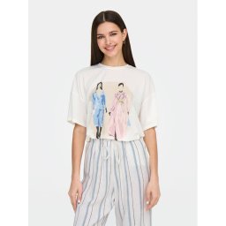 ONLY Тишърт Melina 15342876 Бял Regular Fit