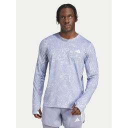 adidas Тениска от техническо трико Own the Run 3-Stripes JD7770 Син Regular Fit