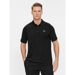 Lacoste Тениска с яка и копчета DH3201 Черен Regular Fit