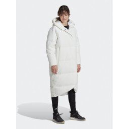 adidas Зимно палто Big Baffle Down Coat HN9939 Бял Loose Fit