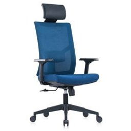 Директорски стол RFG Snow Black HB, до 120кг, дамаска/меш, пластмасова база, коригиране височина, лумбална опора, тъмносин