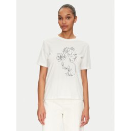 Vila Тишърт Sybil 14108062 Бял Regular Fit