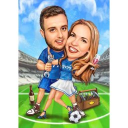 Ръчно нарисувана карикатура на влюбени фенове на Левски.
