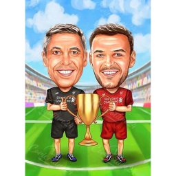 Футболна карикатура с 2 лица