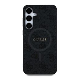Гръб Guess за Samsung Galaxy S25, PU, Leather 4G, Colored Ring MagSafe Case, Черен