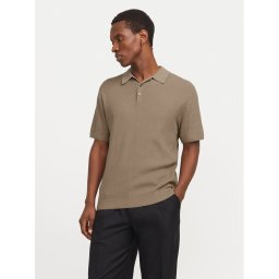 Jack & Jones Тениска с яка и копчета Cooper 12271483 Бежов Regular Fit