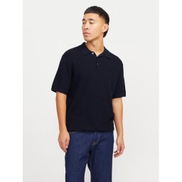 Jack & Jones Тениска с яка и копчета Cooper 12271483 Тъмносин Regular Fit