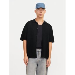 Jack & Jones Риза Tyler 12272863 Черен Loose Fit