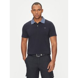 Guess Тениска с яка и копчета M5GP66 J1314 Син Regular Fit