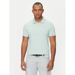Guess Тениска с яка и копчета M5GP66 J1314 Зелен Regular Fit