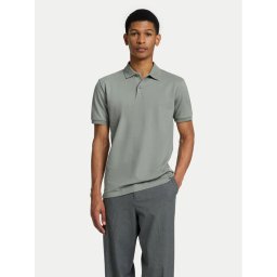 Selected Homme Тениска с яка и копчета 16095851 Зелен Slim Fit