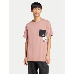 adidas Тишърт Lens Elevated Pocket Graphic JJ3927 Розов Loose Fit