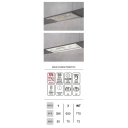 Lino Compact Plus 70cm Сив Аспиратор за пълно вграждане