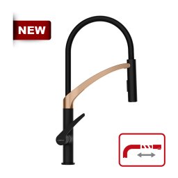 Leks NEXO МАТТ BK/RG Кухненска смесителна батерия с изтеглящ се