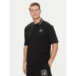 HUGO Тениска с яка и копчета Dodac_RB 50542748 Черен Regular Fit