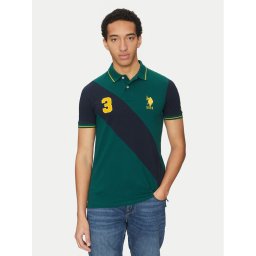 U.S. Polo Assn. Тениска с яка и копчета MUP3996 Зелен Regular Fit