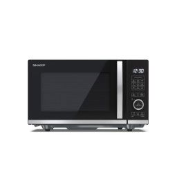 Микровълнова печка Sharp YC-QG204AE-B, Semi Digital, Flatbed, Built-in microwave grill, Grill Power: 1000W, Plastic and Glass/Painted, 20l, 800 W, Housing Material MicrowaveSteel, LED Display White, Timer & Clock function, Child lock, Defrost, Cabinet Col