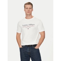 Tommy Hilfiger Тишърт Center Stack MW0MW38621 Бял Regular Fit