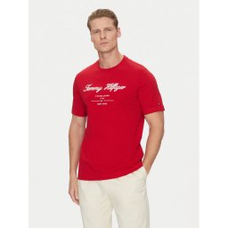 Tommy Hilfiger Тишърт Script Logo MW0MW33691 Червен Regular Fit